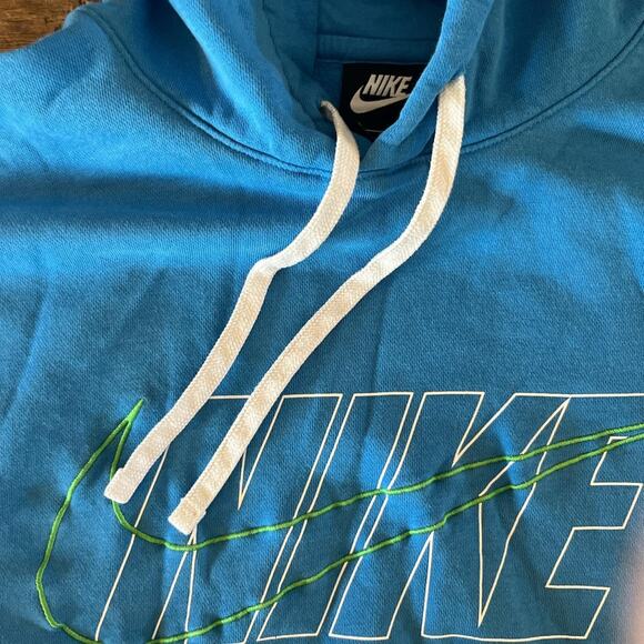 Blue Embroidered Nike Vintage Hoodie Fits like Large - Picture 2 of 4